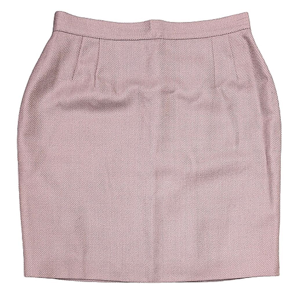Vintage Valentino Miss V Wool Pink and Gray Striped Skirt 46 / 12